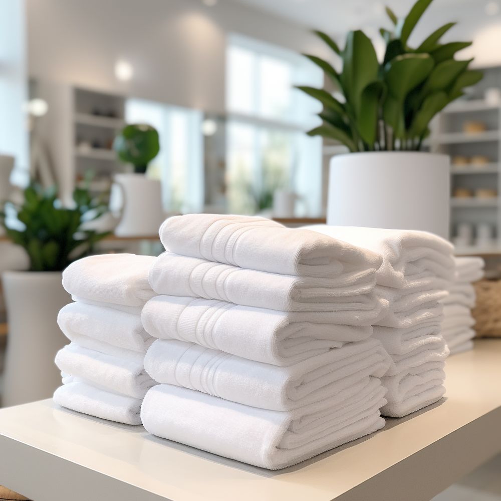 Neatly stacked fresh linens ready for a hotel
